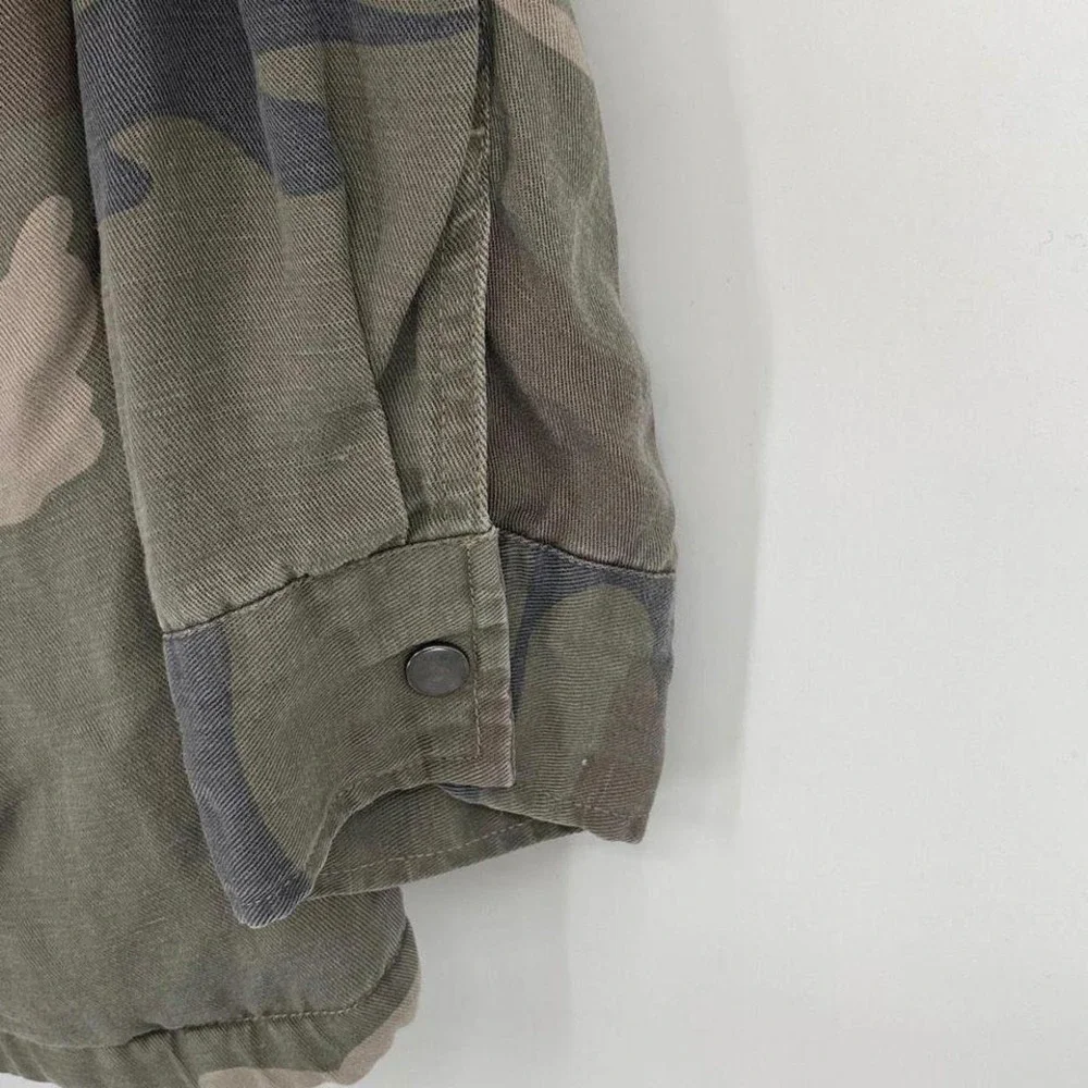 Rails Whitaker Sage Camo Drawstring Utility Jacket Fur Lined Heavy Winter Coat M